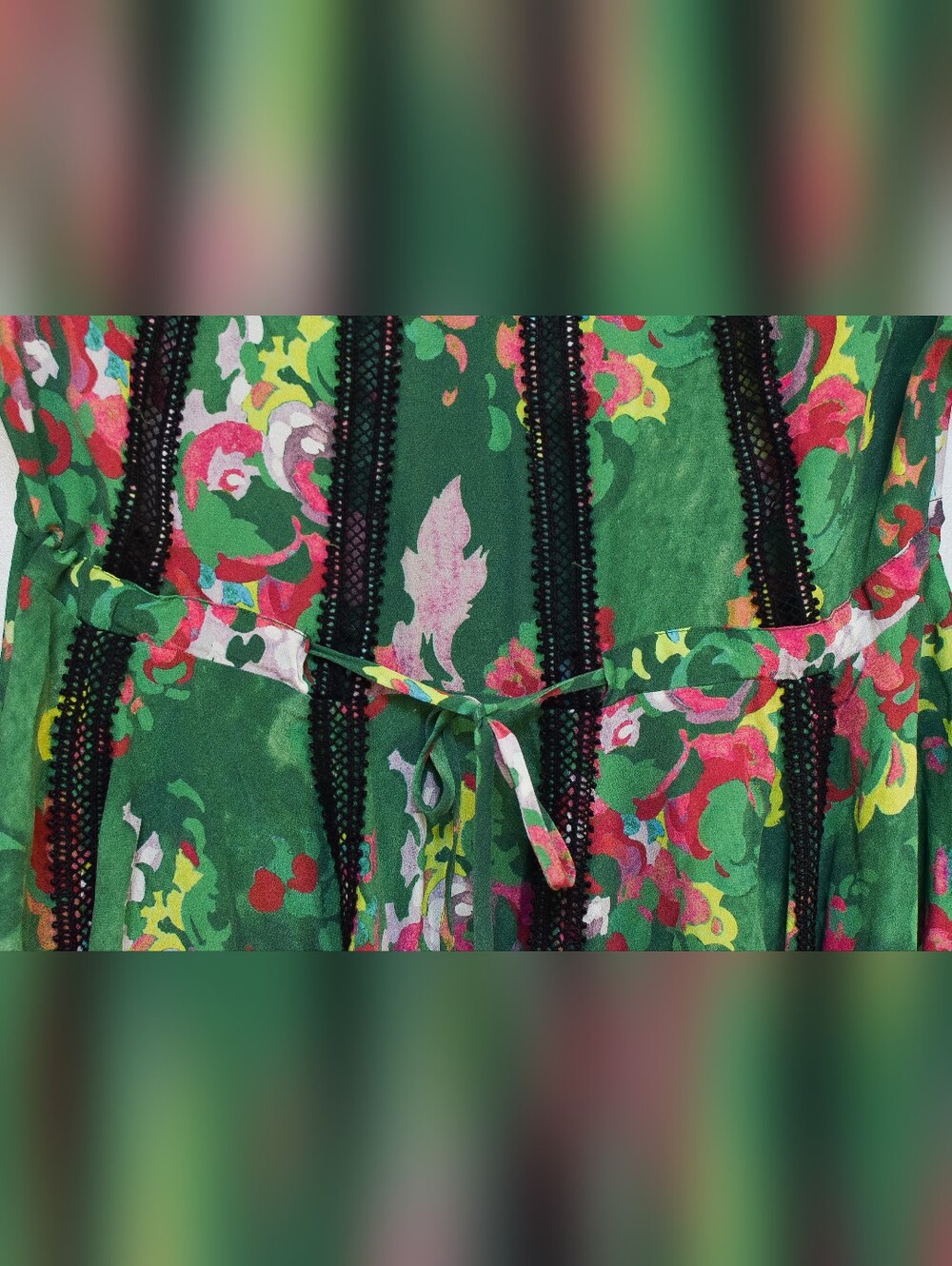 Manning Cartell Flower Show Mini Dress Green Silk Lace Slouchy Size 0 Cocktail - Picture 8 of 13